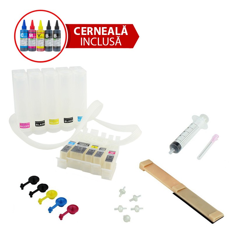 CISS pentru Epson 26XL T2601 T2611 T2612 T2613 T2614 cu cerneala Dye - imagine 3